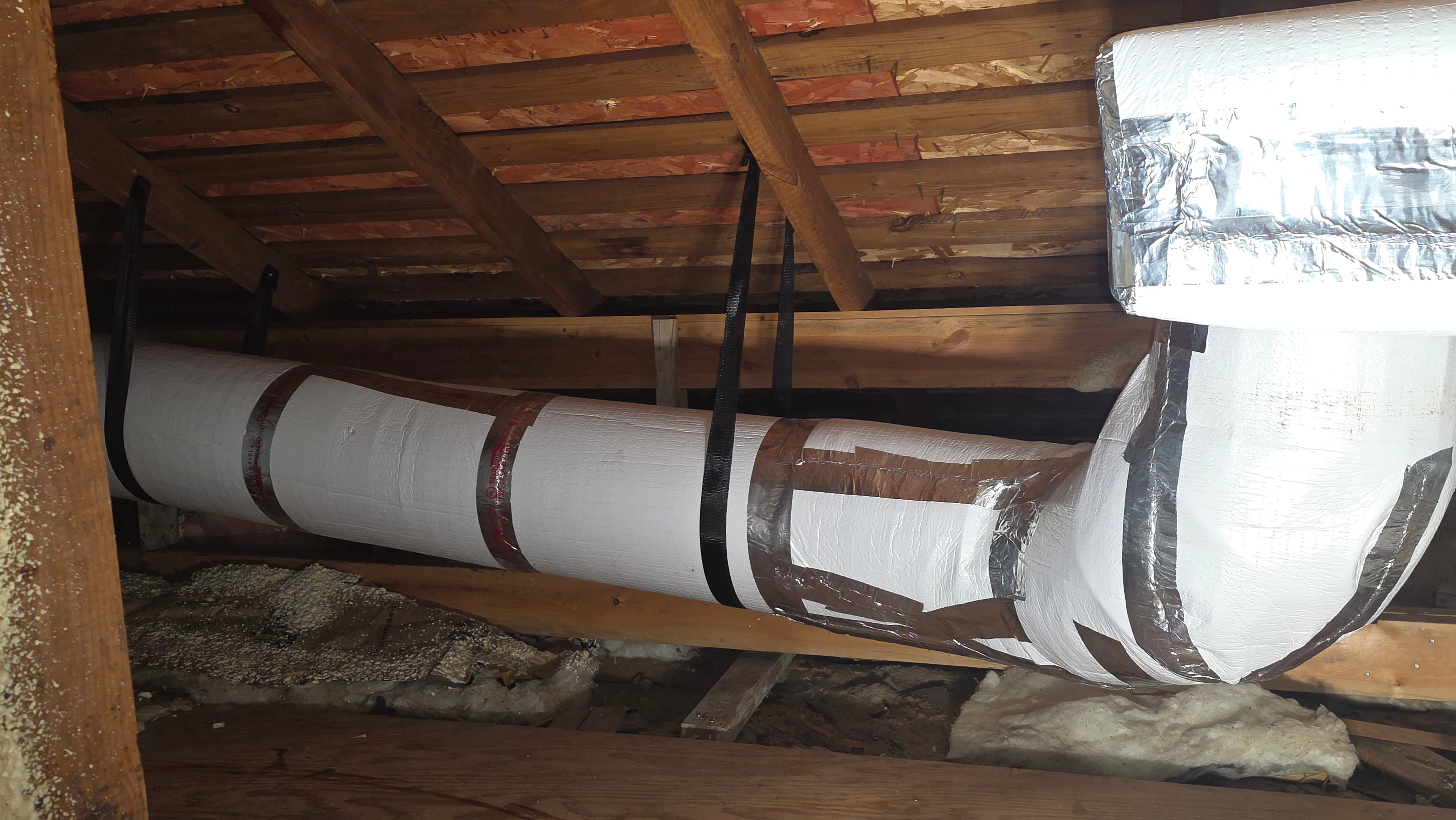 Ductwork photographed on a Winsel attic installation job