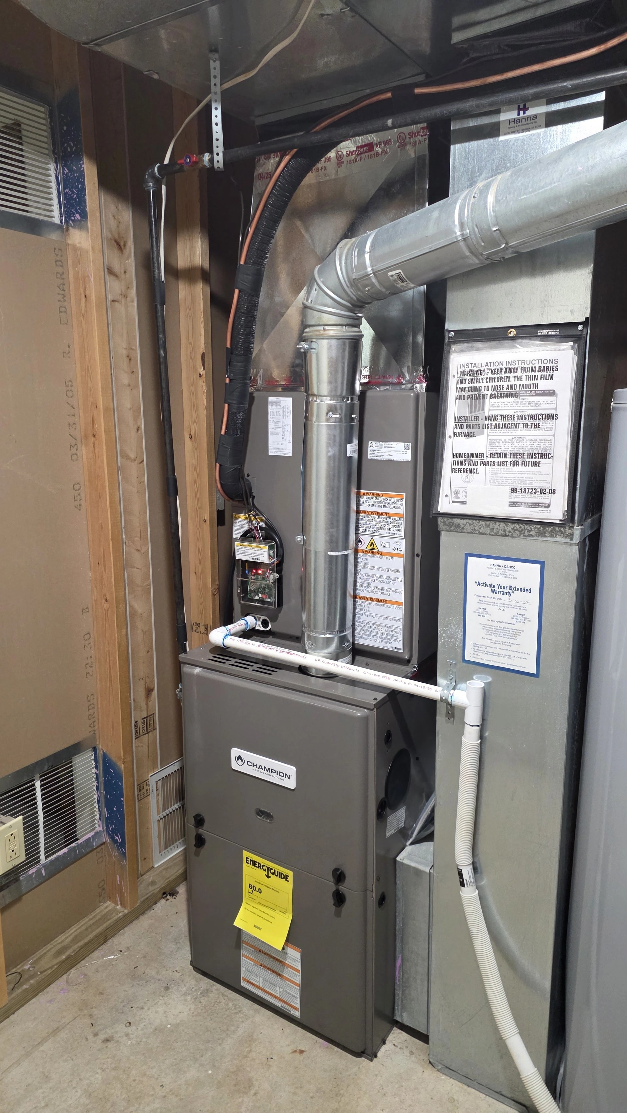 Furnace installation photographed on a Winsel job